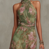 Livia - Chic Floral Maxi Dress with Halter Neck