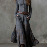 Elisa - Belted Maxi Suede Dress