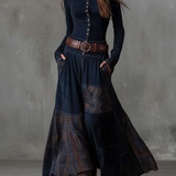 Elisa - Belted Maxi Suede Dress
