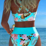 Millie | Bikini with contrast floral pattern and slit