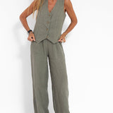Rose | Set consisting of a buttoned vest and wide trousers