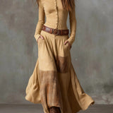 Elisa - Belted Maxi Suede Dress