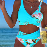 Millie | Bikini with contrast floral pattern and slit