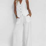 Rose | Set consisting of a buttoned vest and wide trousers