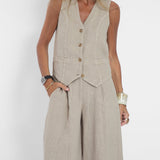 Rose | Set consisting of a buttoned vest and wide trousers