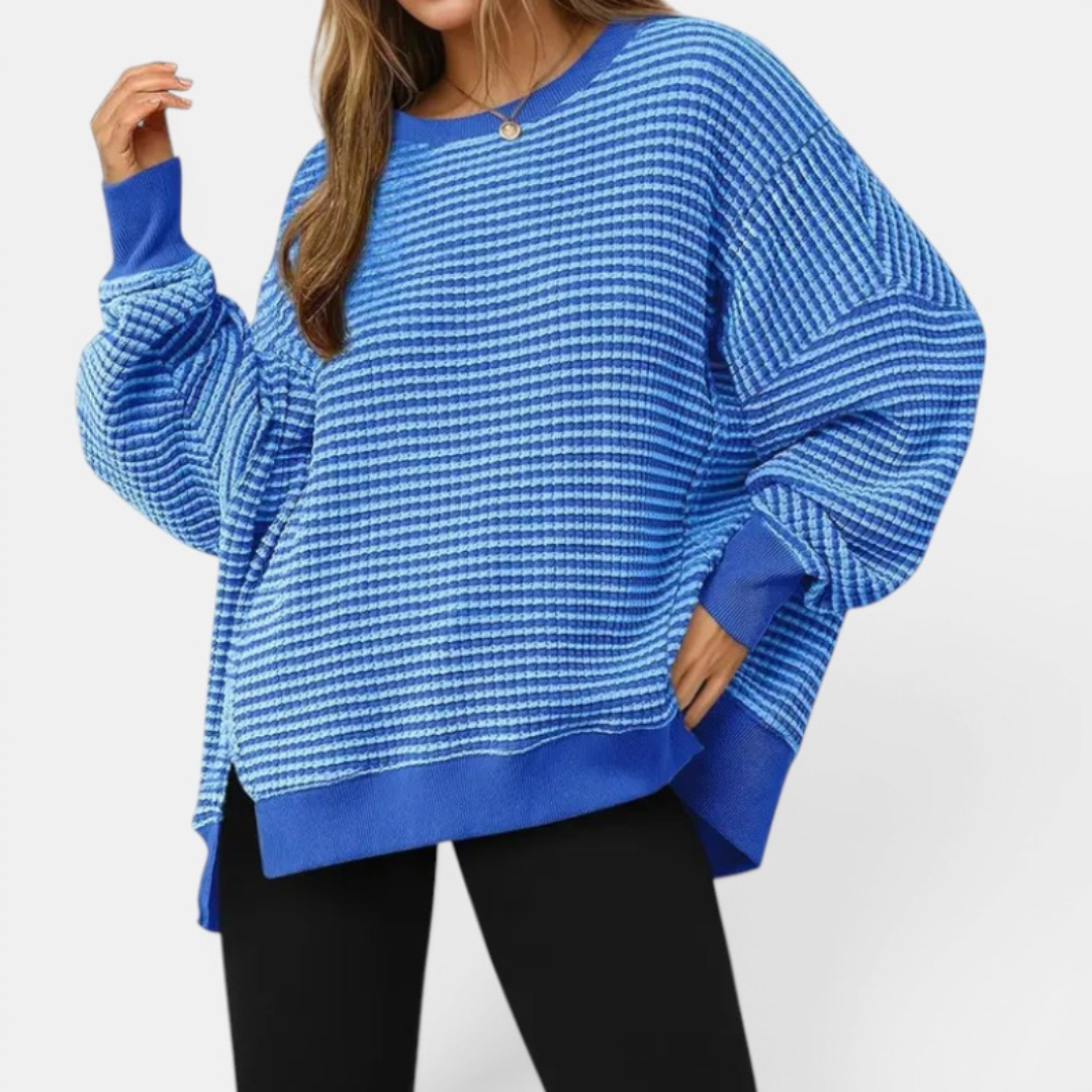 Ruby | Cosy Waffle Knit Pullover Sweatshirt