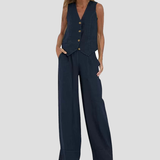 Rose | Set consisting of a buttoned vest and wide trousers
