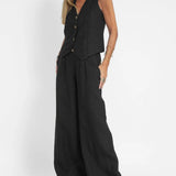 Rose | Set consisting of a buttoned vest and wide trousers