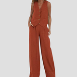 Rose | Set consisting of a buttoned vest and wide trousers