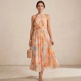 Esther - Halter Dress in Watercolor Design