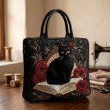 Women's Cat and Books Tote – Available in Two Sizes