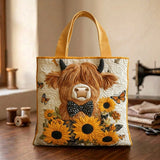 Handcrafted Bag Featuring Cows and Sunflowers – Perfect Gift Option