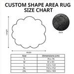 Custom Shape Area Rug Size Chart in centimeters