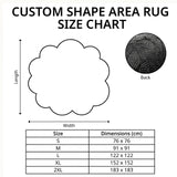 Custom Shape Area Rug Size Chart in centimeters