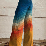 Sienna | Retro Chevron Wide-Leg Pants