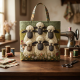 Artistic Quilted Bag Featuring Five Sheep – Available in Two Sizes