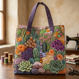 Succulent Garden Quilted Floral Tote Bag – Available in Two Sizes