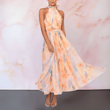 Esther - Halter Dress in Watercolor Design