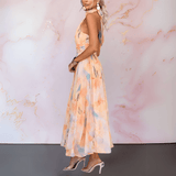 Esther - Halter Dress in Watercolor Design