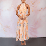 Esther - Halter Dress in Watercolor Design