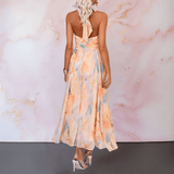Esther - Halter Dress in Watercolor Design