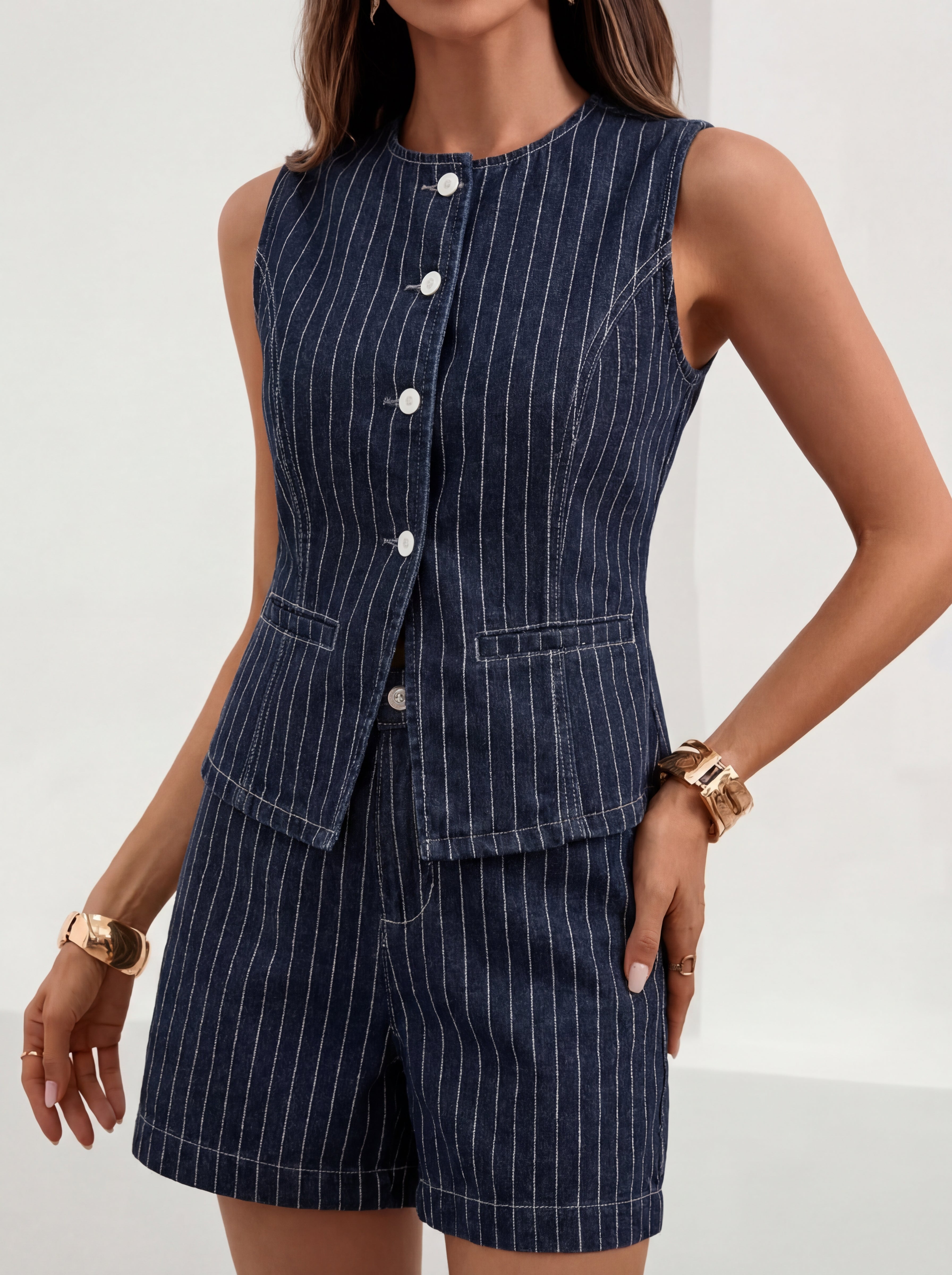 Quinn | Casual Vest & Shorts Two-Piece Set