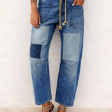Aria - Patchwork Drawstring Jeans
